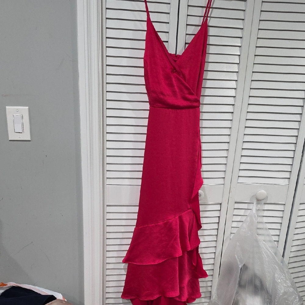 Nine West V-Neck Pink High Low Dress